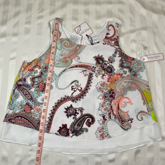 Bisou Bisou Michelle Bohbot Sz S Boho Paisley Print Sleeveless Top NWT - Picture 5 of 11